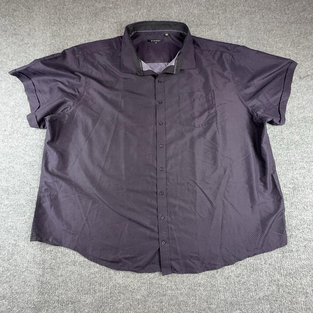 Synrgy Mens 5XL Purple Geometric Short Sleeve Button Up Casual Shirt Big & Tall